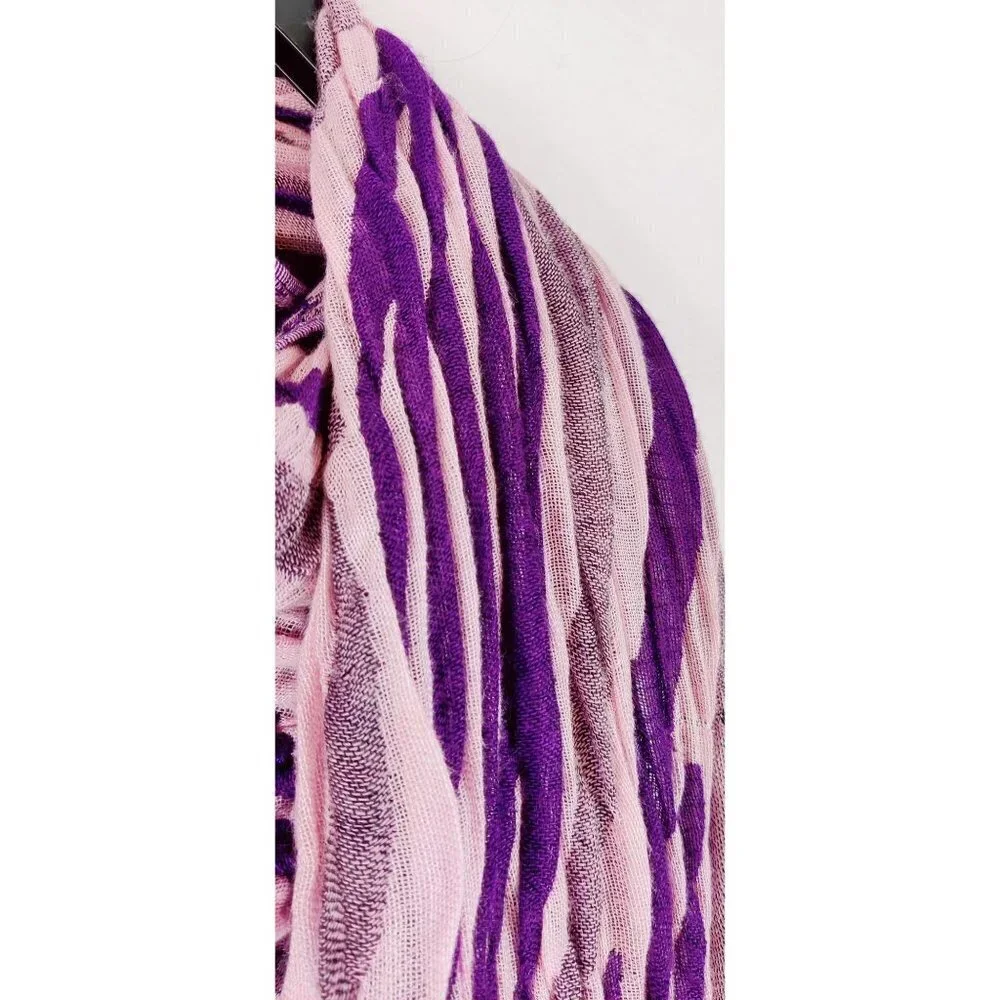 Scarf Shawl Purple Pink Tone Fringe Crinkle Double Woven Material Texture Mesh